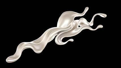 Splash of thick white liquid, milk. 3d illustration, 3d rendering.