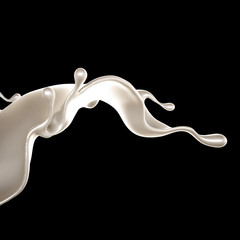 Splash of thick white liquid, milk. 3d illustration, 3d rendering.