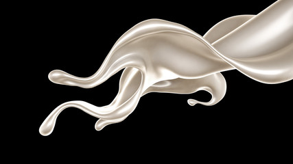 Splash of thick white liquid, milk. 3d illustration, 3d rendering.