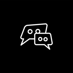 Speech Bubble Line Icon On Black Background. Black Flat Style Vector Illustration