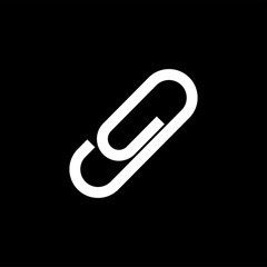 Paper Clip Icon On Black Background. Black Flat Style Vector Illustration