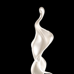 Splash of thick white liquid, milk. 3d illustration, 3d rendering.