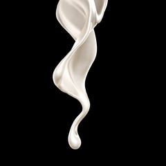 Splash of thick white liquid, milk. 3d illustration, 3d rendering.