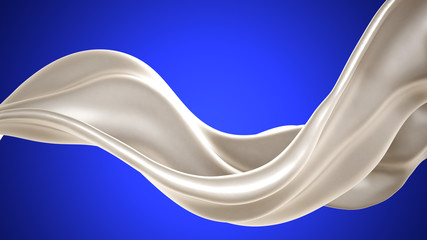 Splash of thick white liquid, milk. 3d illustration, 3d rendering.