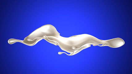 Splash of thick white liquid, milk. 3d illustration, 3d rendering.