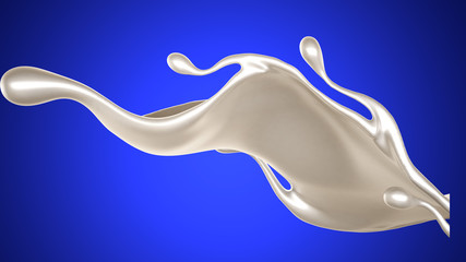 Splash of thick white liquid, milk. 3d illustration, 3d rendering.