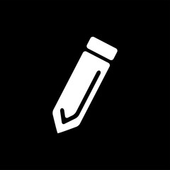 Pencil Icon On Black Background. Black Flat Style Vector Illustration