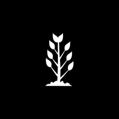 Plant Icon On Black Background. Black Flat Style Vector Illustration.