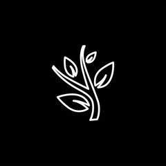 Plant Line Icon On Black Background. Black Flat Style Vector Illustration.