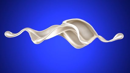 Splash of thick white liquid, milk. 3d illustration, 3d rendering.