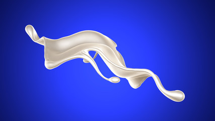 Obraz premium Splash of thick white liquid, milk. 3d illustration, 3d rendering.