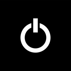 Power Icon On Black Background. Black Flat Style Vector Illustration