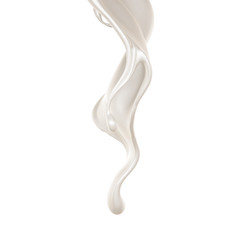 Splash of thick white liquid, milk. 3d illustration, 3d rendering.