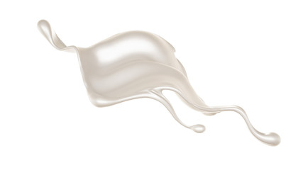 Splash of thick white liquid, milk. 3d illustration, 3d rendering.