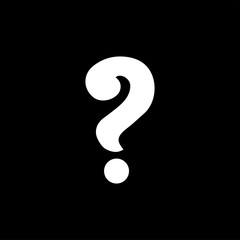 Question Icon On Black Background. Black Flat Style Vector Illustration