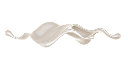 Splash of thick white liquid, milk. 3d illustration, 3d rendering.