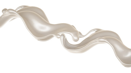 Splash of thick white liquid, milk. 3d illustration, 3d rendering.