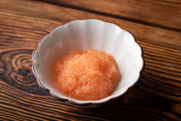 Momijioroshi, japanese grated daikon radish and chilli pepper