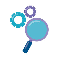 search magnifying glass with gears