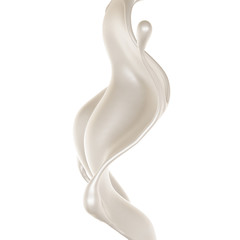 Splash of thick white liquid, milk. 3d illustration, 3d rendering.