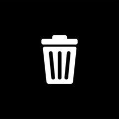 Recycle Bin Icon On Black Background. Black Flat Style Vector Illustration.