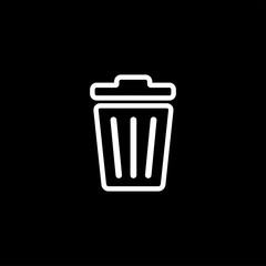 Recycle Bin Line Icon On Black Background. Black Flat Style Vector Illustration.