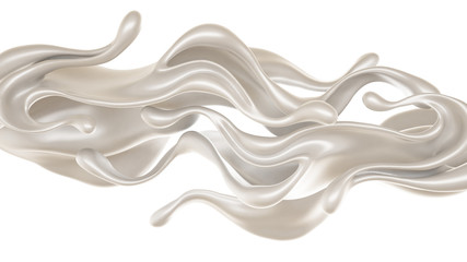 Splash of thick white liquid, milk. 3d illustration, 3d rendering.