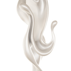 Splash of thick white liquid, milk. 3d illustration, 3d rendering.