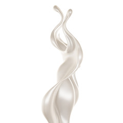 Splash of thick white liquid, milk. 3d illustration, 3d rendering.