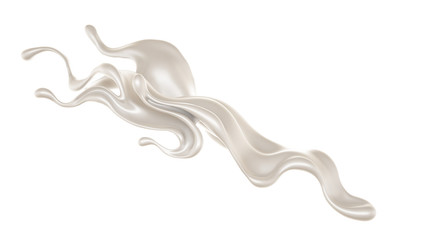 Splash of thick white liquid, milk. 3d illustration, 3d rendering.