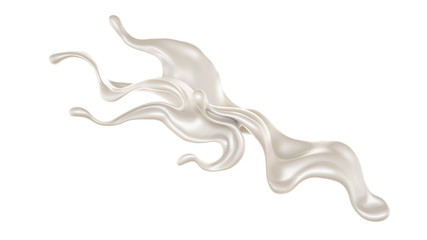 Splash of thick white liquid, milk. 3d illustration, 3d rendering.