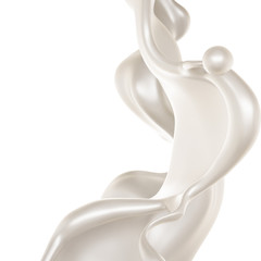 Splash of thick white liquid, milk. 3d illustration, 3d rendering.