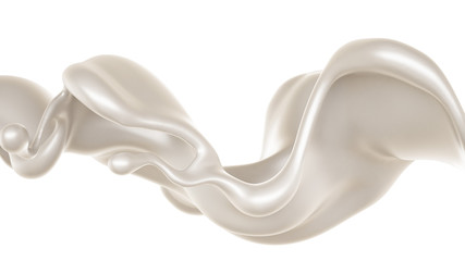 Splash of thick white liquid, milk. 3d illustration, 3d rendering.