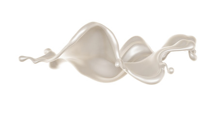 Splash of thick white liquid, milk. 3d illustration, 3d rendering.