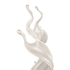 Splash of thick white liquid, milk. 3d illustration, 3d rendering.