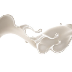 Splash of thick white liquid, milk. 3d illustration, 3d rendering.