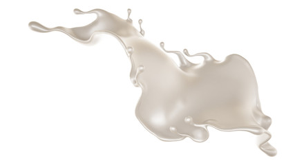 Splash of thick white liquid, milk. 3d illustration, 3d rendering.