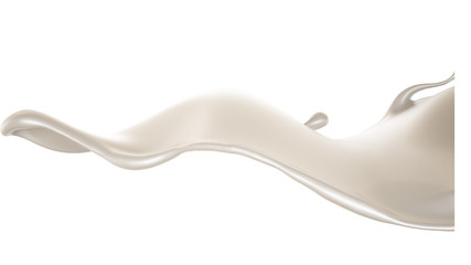 Splash of thick white liquid, milk. 3d illustration, 3d rendering.