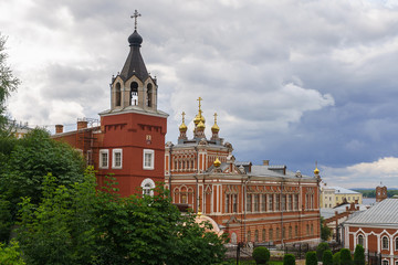 Fototapeta premium Old yard with Iversky Female Monastery in Samara Russia