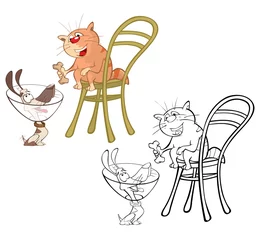 Foto op Plexiglas Illustratie van een schattig stripfiguur kleine puppy en kat voor jou ontwerp en computerspel. Kleurboek overzichtsset © liusa