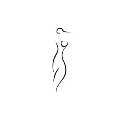 woman body shape nude icon line illustration vector