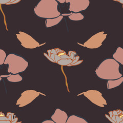 Flower blossom petals seamless repeat pattern design.