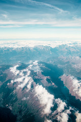 Alpine mountains landscape view  from above