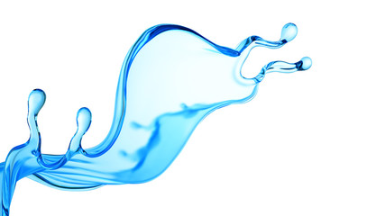 Obraz premium Splash of clear blue liquid, water. 3d illustration, 3d rendering.