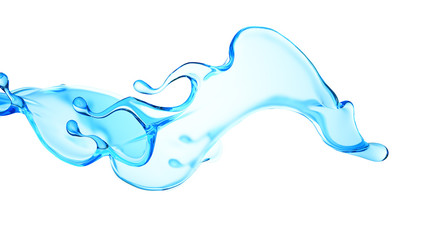 Obraz premium Splash of clear blue liquid, water. 3d illustration, 3d rendering.