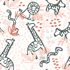Fototapeta premium safari seamless repeat pattern design