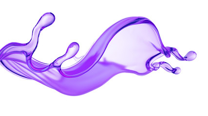 Splash of thick purple liquid. 3d illustration, 3d rendering.