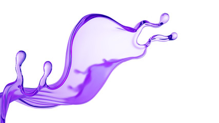 Splash of thick purple liquid. 3d illustration, 3d rendering.