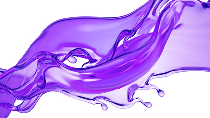 Splash of thick purple liquid. 3d illustration, 3d rendering.