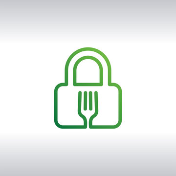 Food Security Lock Icon Logo Design Element. Food Safety Icon